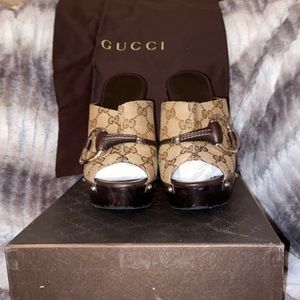 Gucci Horsebit Wood Mule Slide Sandal